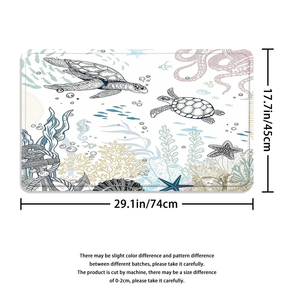 4 Pcs/Set Sea Turtle & Coral Shower Curtain Bathroom Set, Coastal Nautical Print Waterproof Mildew Resistant Fabric, Family Bathroom Decor, Minimalist Ocean Style Bath Mat Set, Fits Apartment, Guest Bathroom, Home Use, Includ
