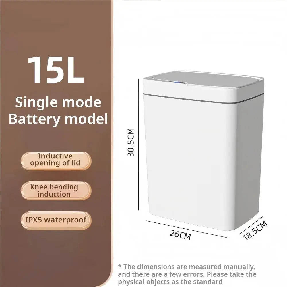 15L Automatic Sensor Trash Can Contactless Smart Waste Bin Modern Household Garbage Container For Bathroom Kitchen Indoor Home