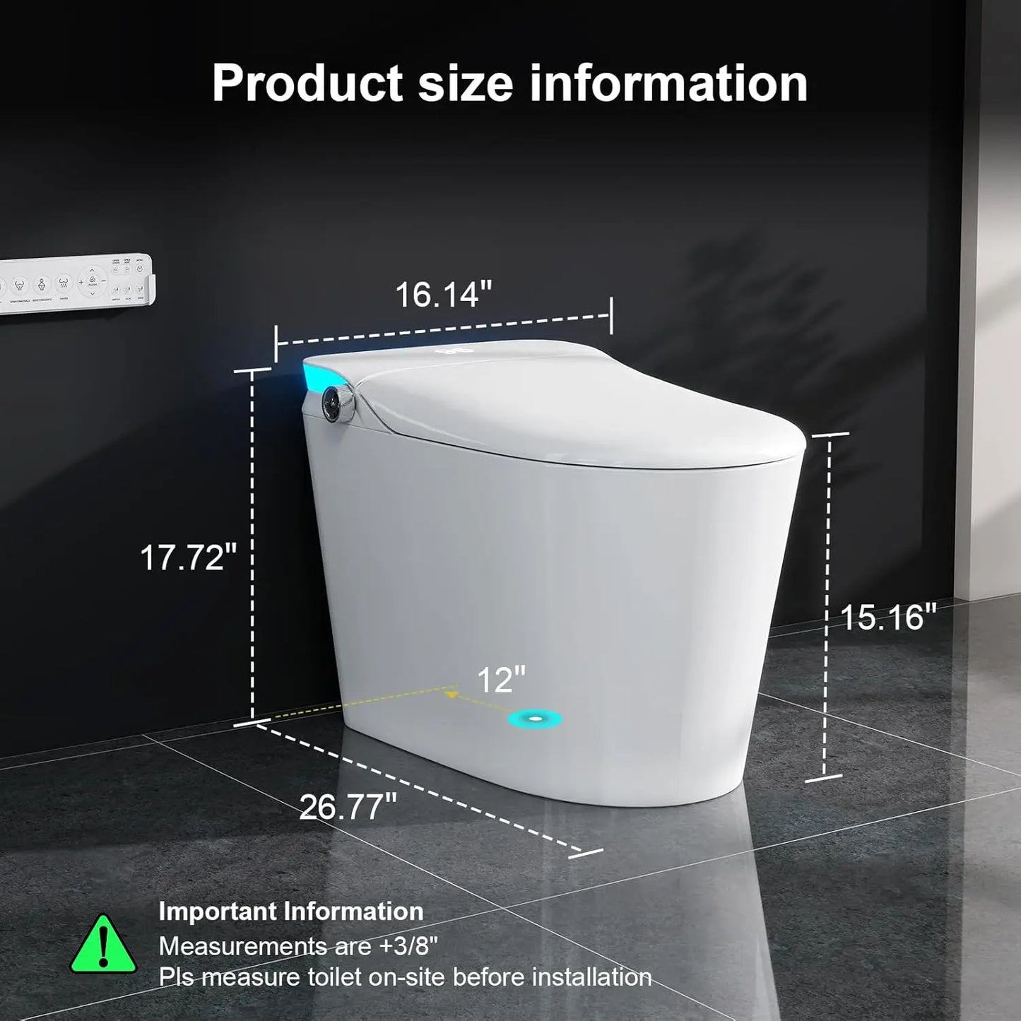 Smart Toilet with Bidet Built in, Auto Open Close & Auto Flush, Modern Elongated Tankless Toilet for Bathrooms with, Customized