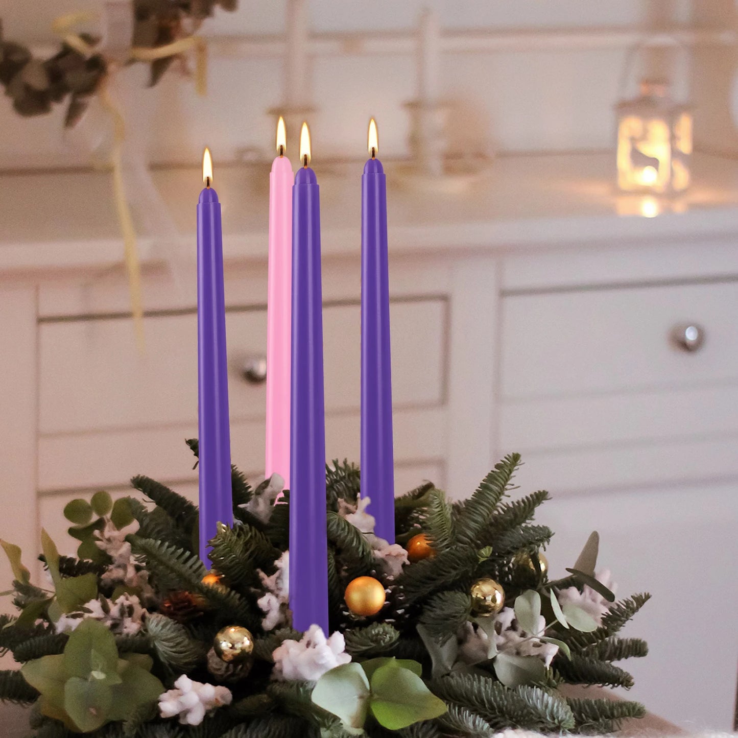 16 Pieces 10inch B Models 12 Purple 4 Pink Small Wax Without Drip, Smoke-Free, Unscented Household Dinner Candles, Hand-Pulled, High-Quality, Suitable for All Places, and Various Holidays. We Only Uses the Tapered Candles Mad