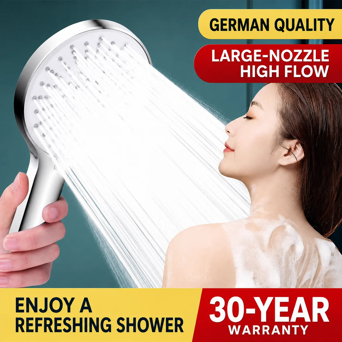 Universal High Pressure Shower Head Handheld Water Saving Booster Showerhead with Silicone Nozzles for Bathroom Accessories