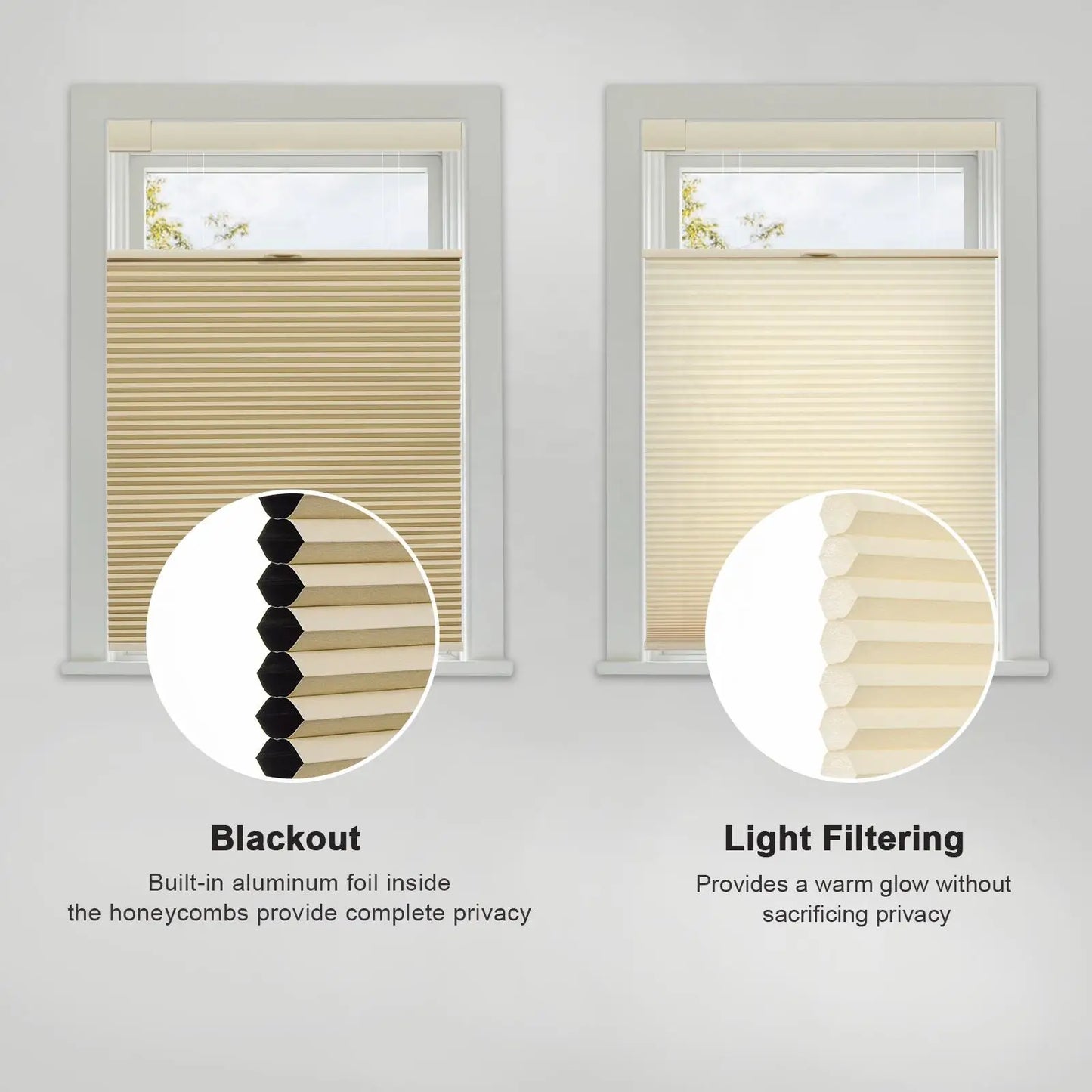 High Quality Wholesale Prices Color-Matched Day and Night No Drill Honeycomb Blinds For Windows