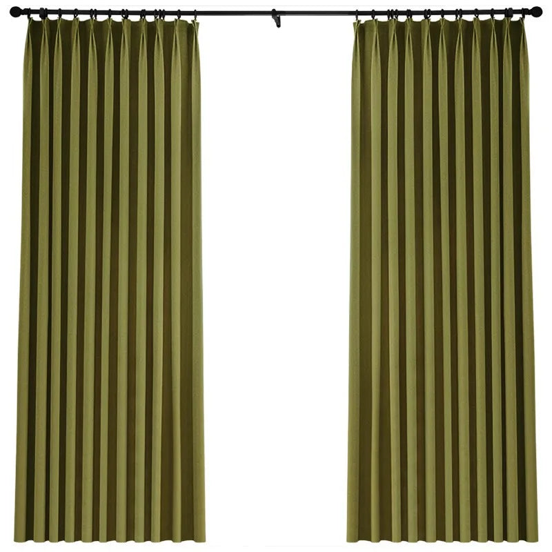 Modern Simple Jacquard Chenille Curtains for Living Room Bedroom Matcha Green Fabric Blackout Thickened Textured Luxury Custom