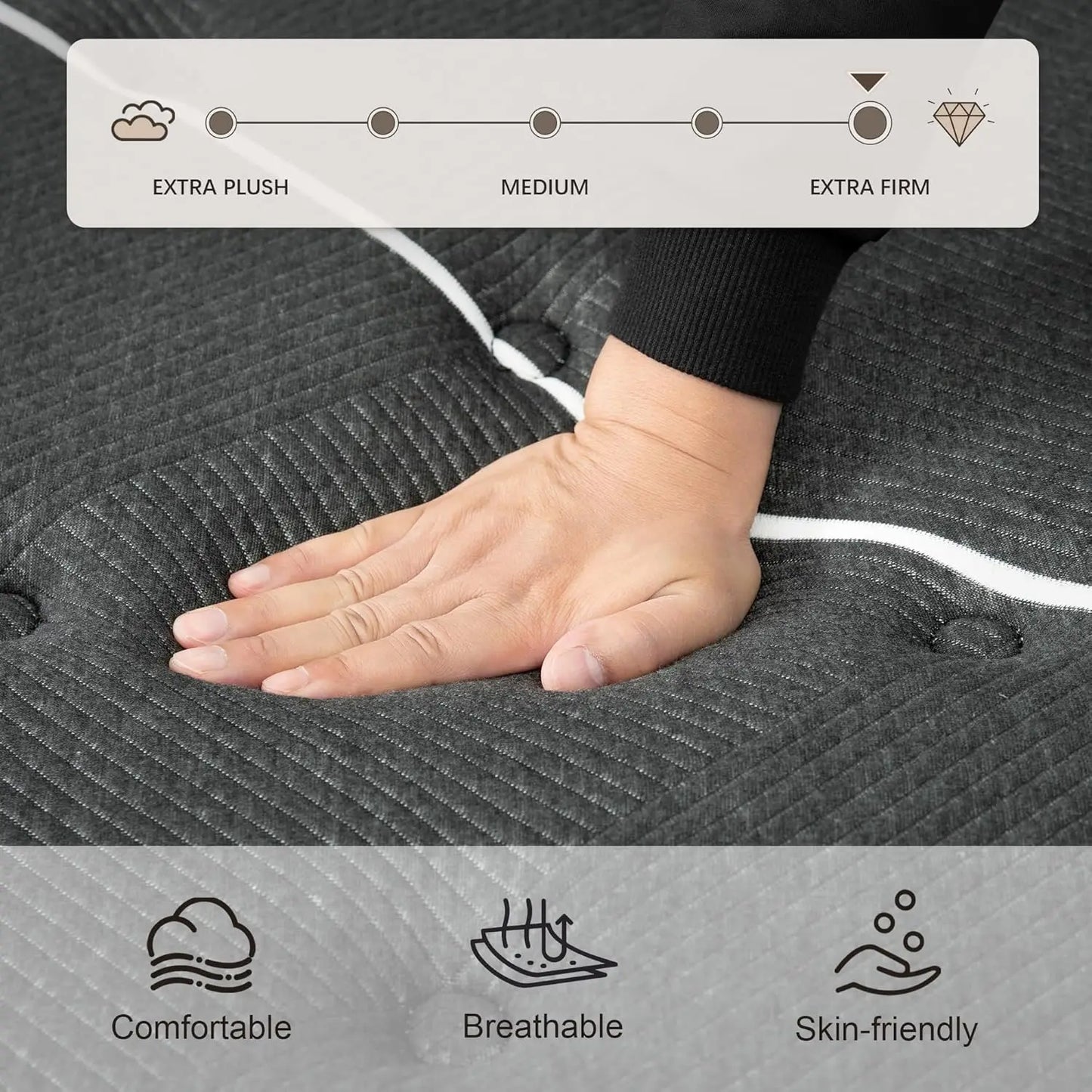 Extra Firm King Mattress, 14 Inch King Size Mattress,Luxurious Memroy Foam Hybrid Extra Lumbar Support, Back Pain, Customized