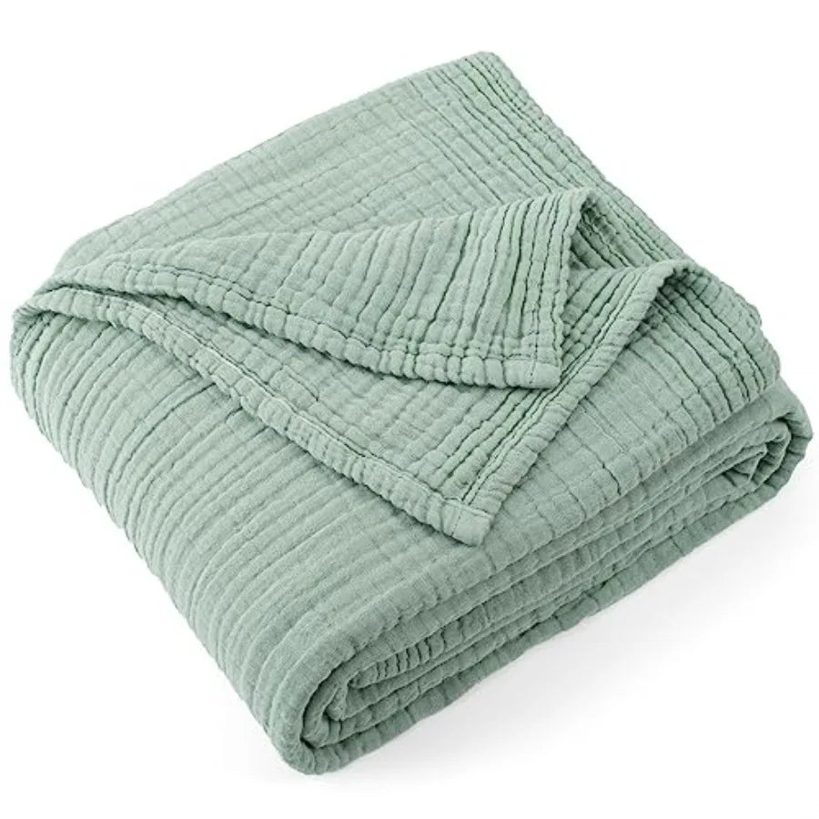 100% Cotton Muslin Blanket 108" X 90" Size 4-Layers Summer Gauze s for Bed Couch Soft Lightweight Breathable Linen Blankets Bed