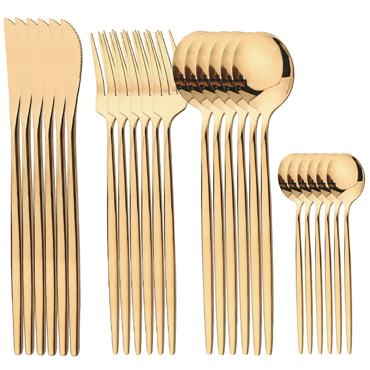 24Pcs Tableware Sets Stainless Steel Cutlery Spoon Fork Knife Mirror Dinnerware Kitchen Western Silverware Gift Box Set Flatware