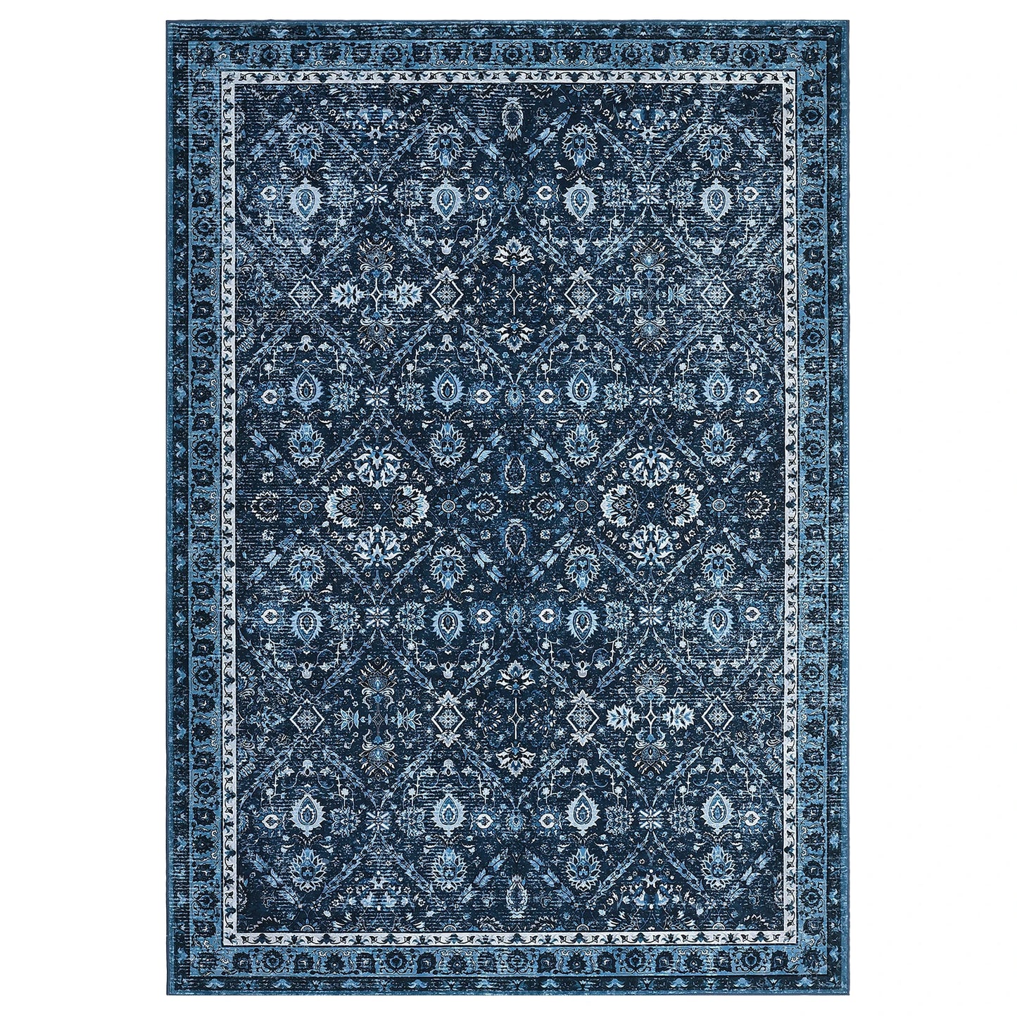 Rug for Living Room, Machine Washable, Non-Slip,Stain & Water Resistant, Low-Pile Moroccan Trellis Hallway Vintage Foldable Rug