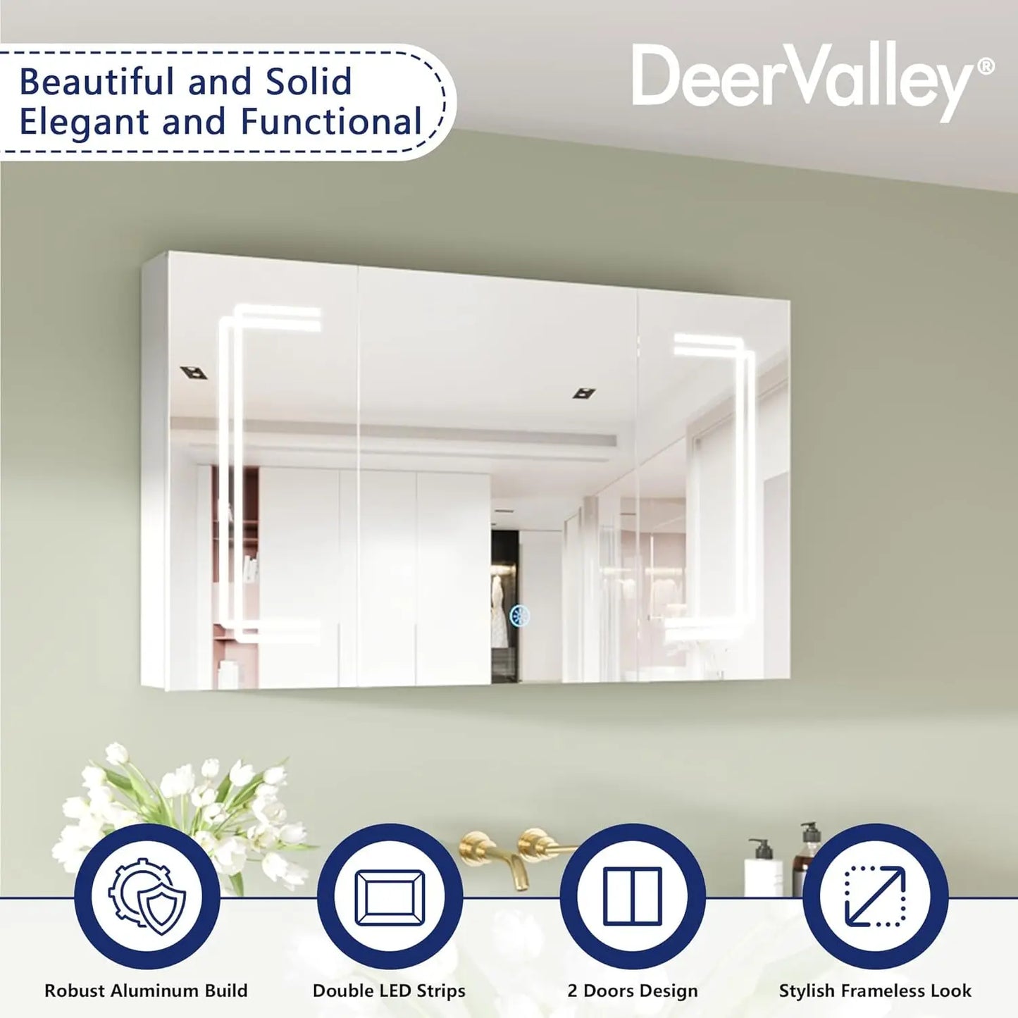 Medicine Cabinets for Bathroom with Mirror, 39.97"x 23.62" Wall Mounted LED Medicine Cabinet Organizer, Customized