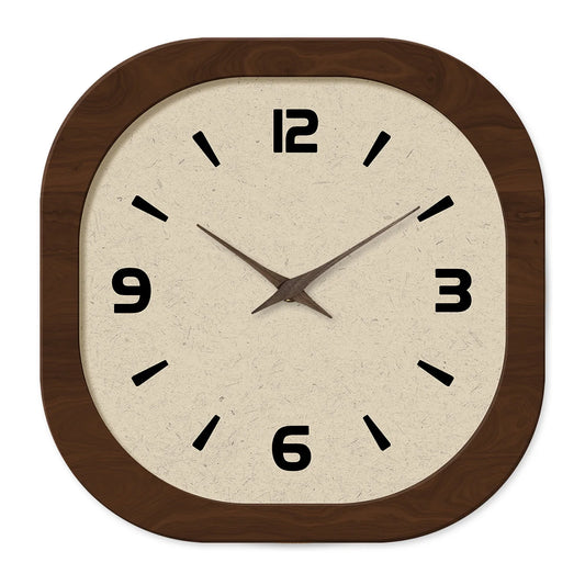 French-Style Retro Cream Crystal Porcelain Square-Shaped Simple Pattern Wooden Wall Clock for Living Room, Bedroom, Kitchen, Home Decoration, Silent Quartz Clock, Holiday Gift, 12 Inches, 14 Inches 16inch (Battery Not Include