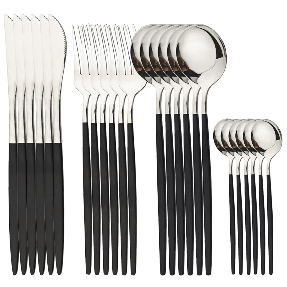 24Pcs Tableware Sets Stainless Steel Cutlery Spoon Fork Knife Mirror Dinnerware Kitchen Western Silverware Gift Box Set Flatware