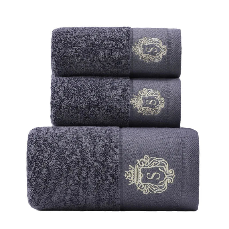 3pcs Embroidered White Cotton Towel Set Bath Towels Face Hand Washcloth Home Daily Use Personalized Gift Bathroom Towels Cover
