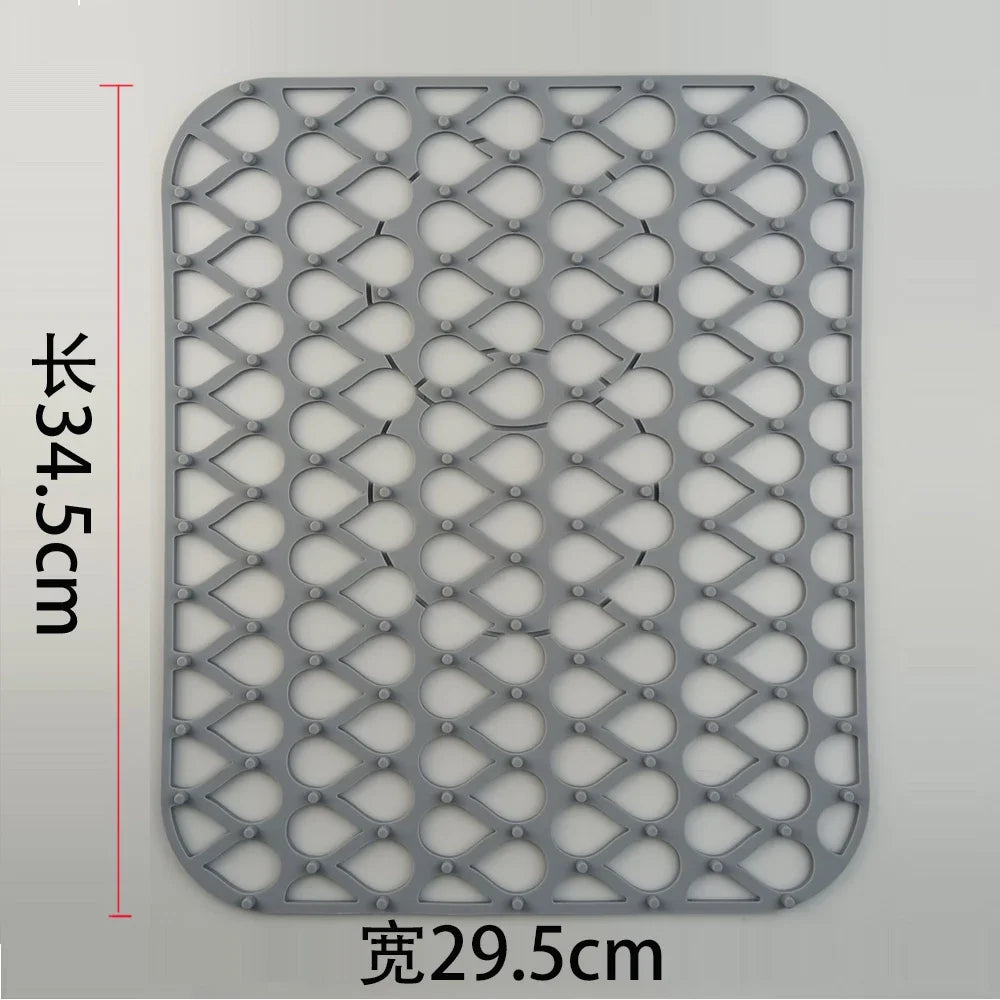 Multifunctional Silicone Sink Mat Insulation Pad Kitchen Drainer Bottom Protection Anti-scratch Slip Anti-splash Filter Mesh