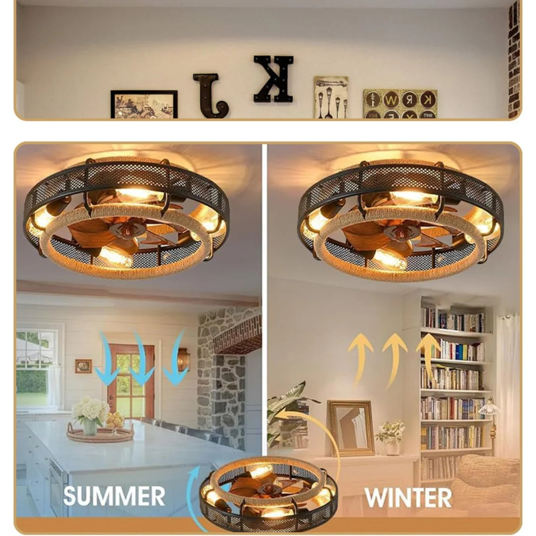 50CM Wrought Iron Ceiling Fan Light E27 ABS Fan Blade Electric Fan Invisible Bedroom Lamps Indoor Lighting Household Ceiling Fan