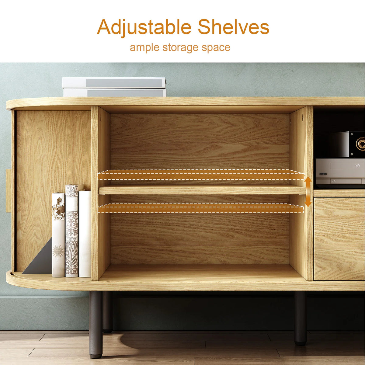 69" TV Stand w/ Power Outlet for TVs up to 80", Entertainment Center w/ Storage & Drawer, TV w/ Adjustable Shelves