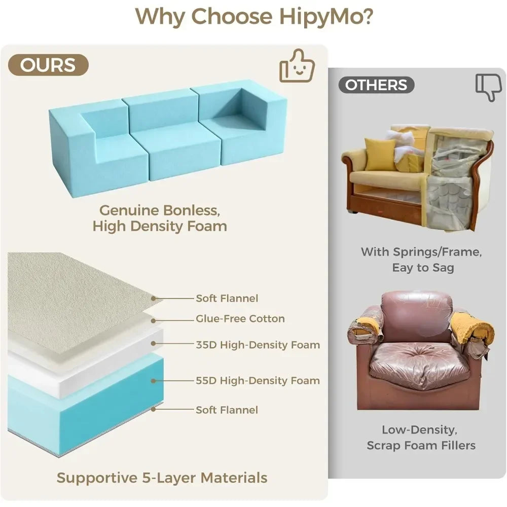 120'' L-Shaped Cloud Couch Modular Sectional Sofa Extra-Wide with Ottoman Deep Seat Comfortable Living Room Customized