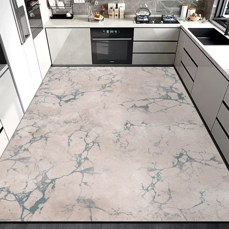 Kitchen Floor Mat Large Pvc Leather Waterproof Carpet Anti-slip Oil-proof Foot Mats Imitation Marble Rug Home Decoration Rugs