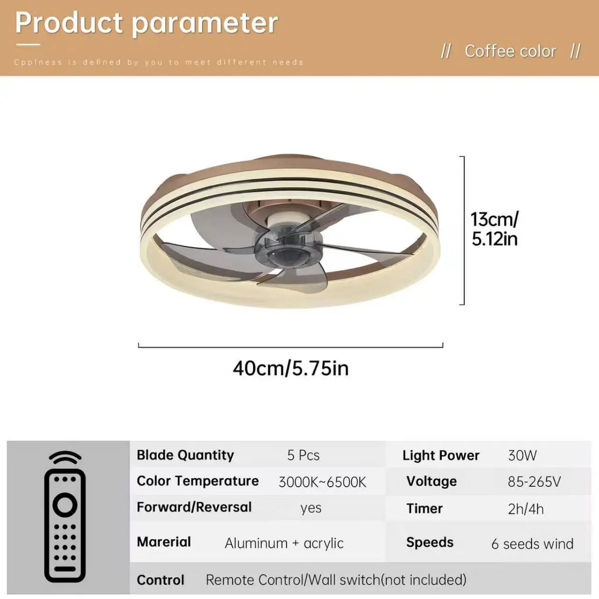 Smart Ceiling Fan with Lights and Remote 6 Speeds Dimmable LED Fan Lamp Flush Mount Ceiling Fan for Bedroom Living Room Kitchen