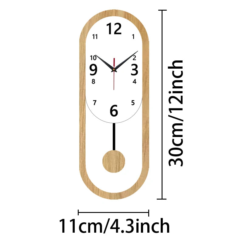 Elliptical swing wall clock silent clock is suitable for living room bedroom room decoration wall clock Christmas birthday gift.