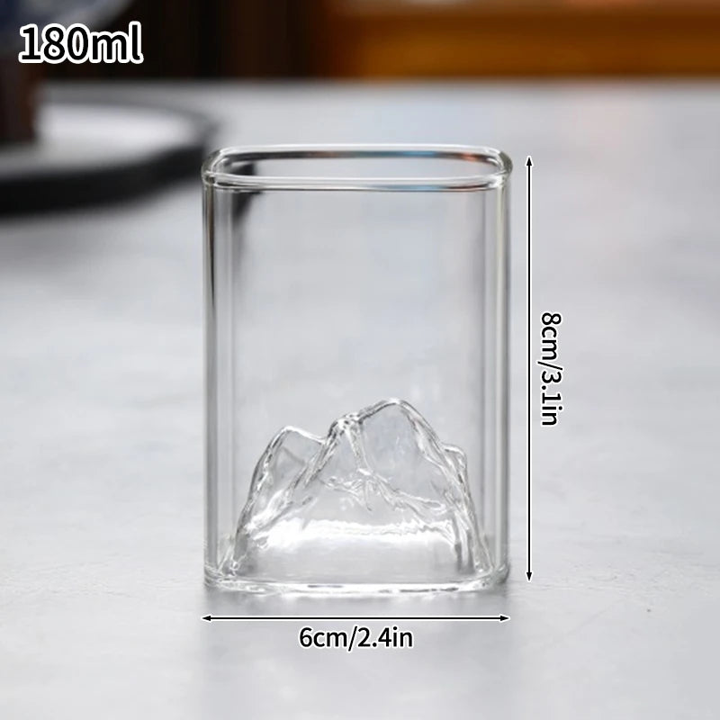 1/2pcs Glass Cup Mountain Whiskey Glass Transparent Beer Water Cup Milk Coffee Mug Tea Juice Drink Cup Bar Kitchen Drinkware