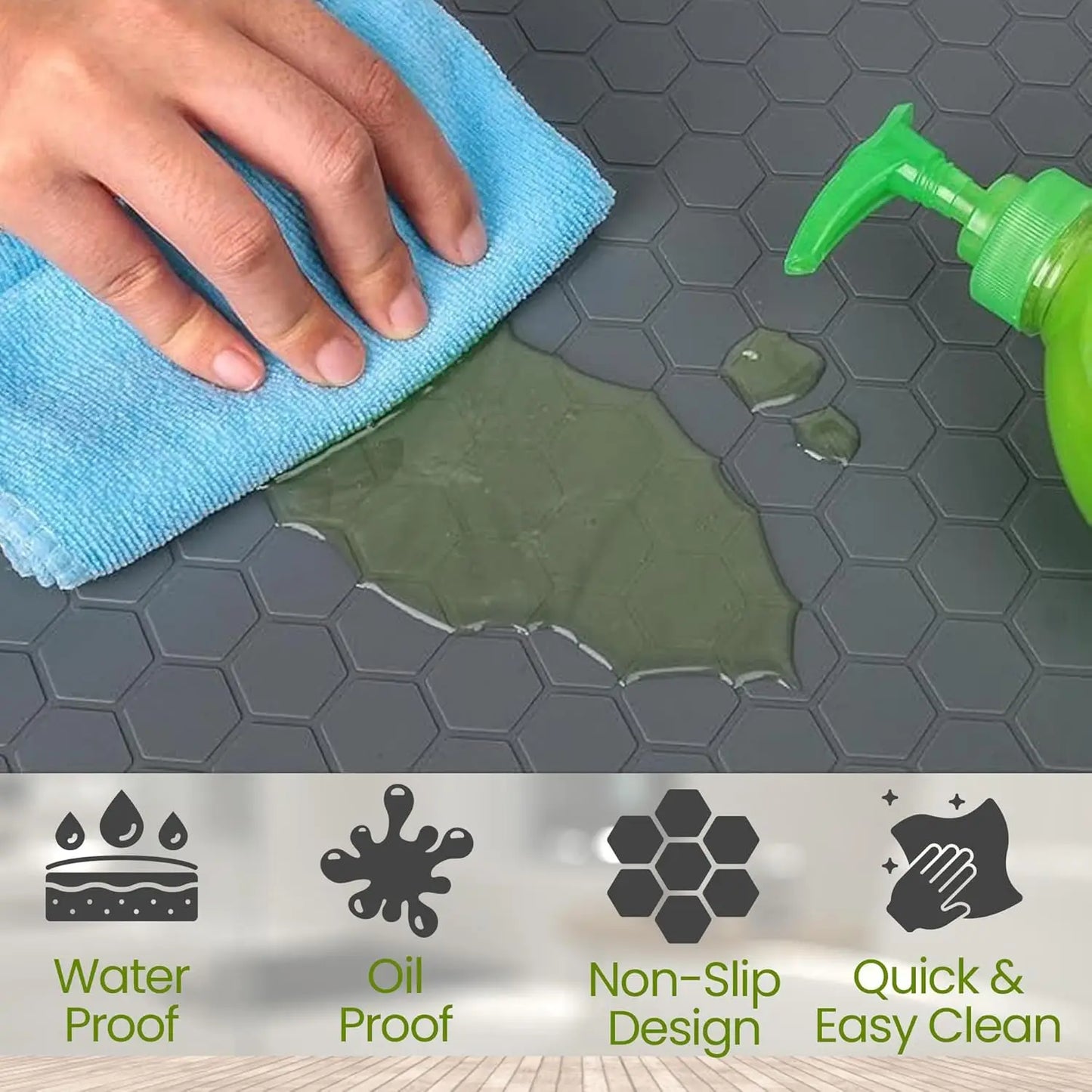 Silicone Under Sink Mat Waterproof Under Sink Liner Cabinet Protector Kitchen Sink Mat for Bottom of Sink Undersink Waterproof