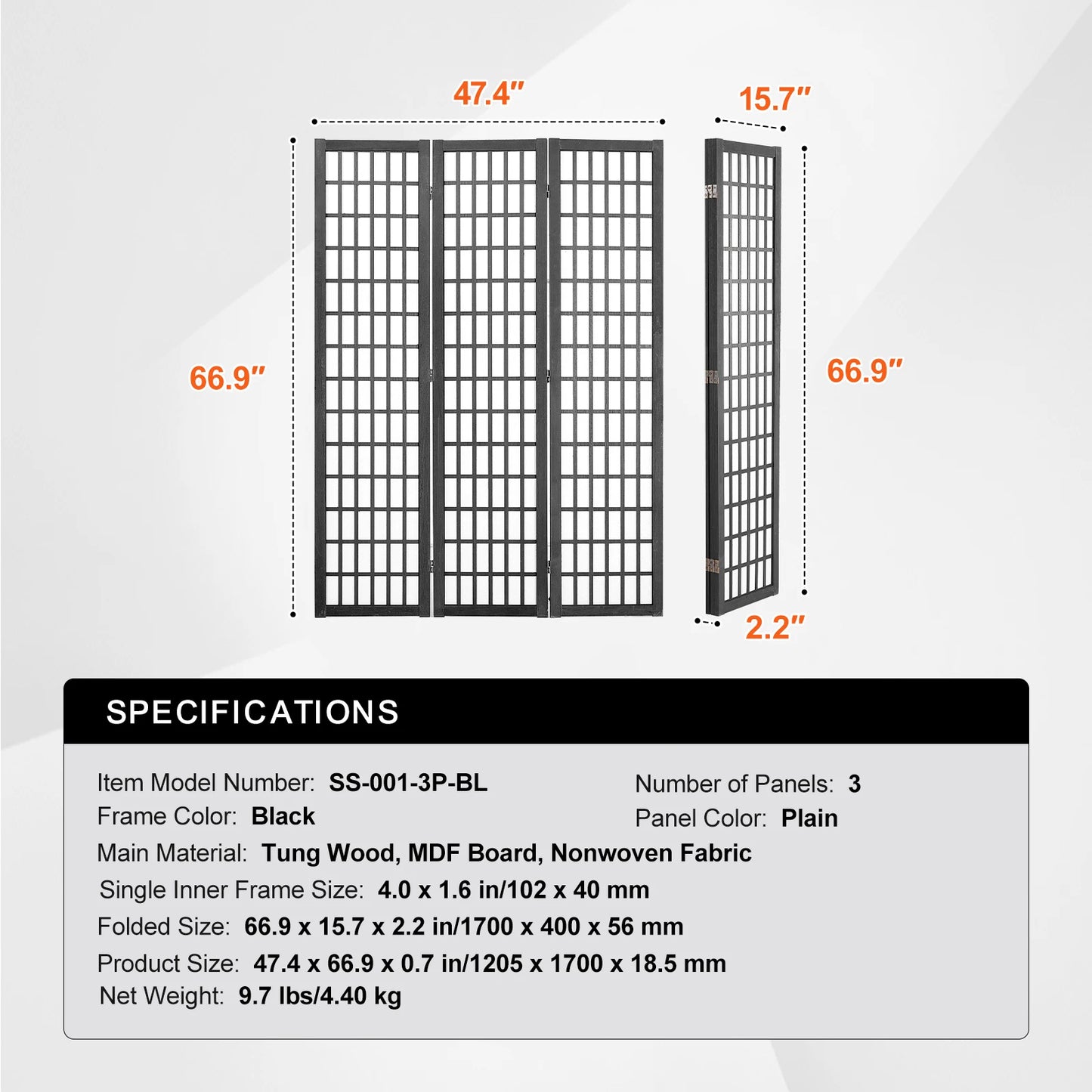 SucceBuy 3/4/6 Panel Wood Folding Privacy Screen Portable Decoration Screens for Room Separation Home Office Restaurant&Bedroom