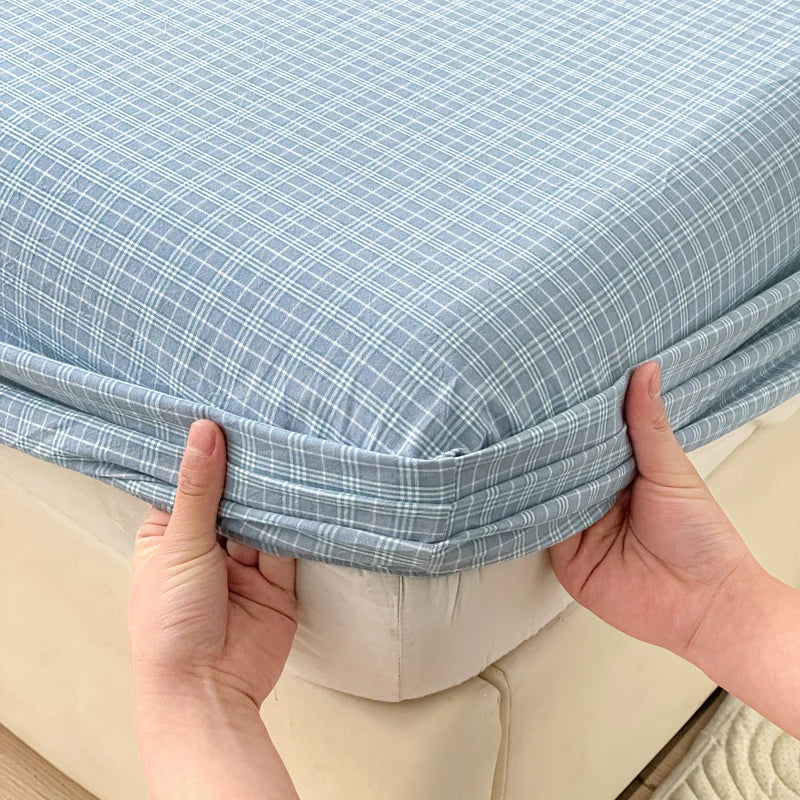 Pure Cotton Fitted Sheet Adults Kids Room Bedsheets Single/Twin/Queen/King Size Bed Cover Soft Mattress Protector