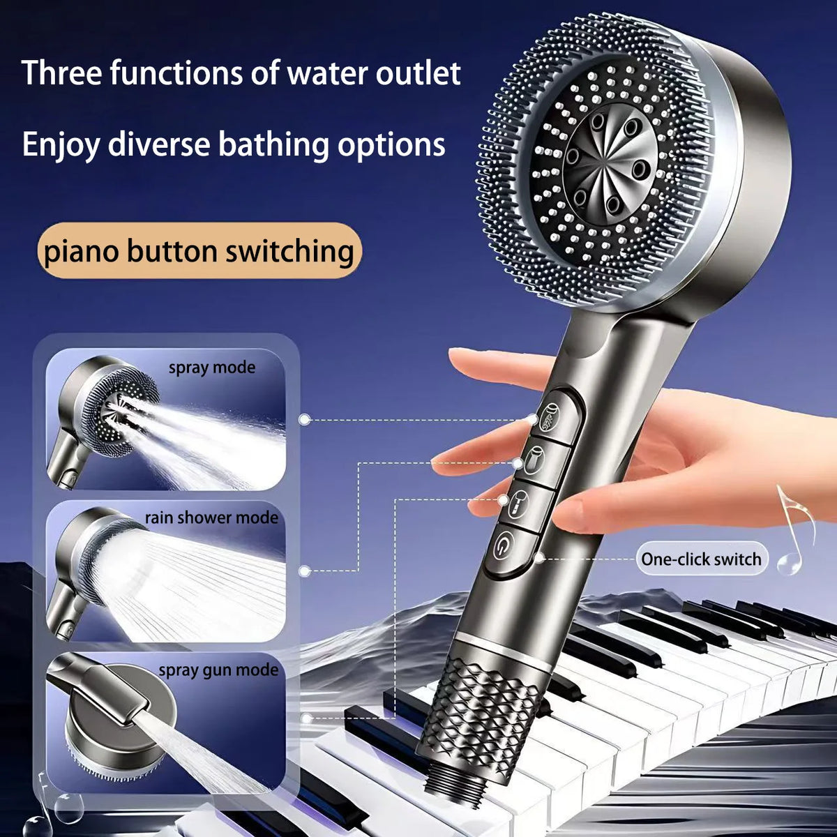 Four-speed Adjustment Shower Booster Shower Head Bathroom Household Water Heater Bath Handheld Shower Head Bracket Set