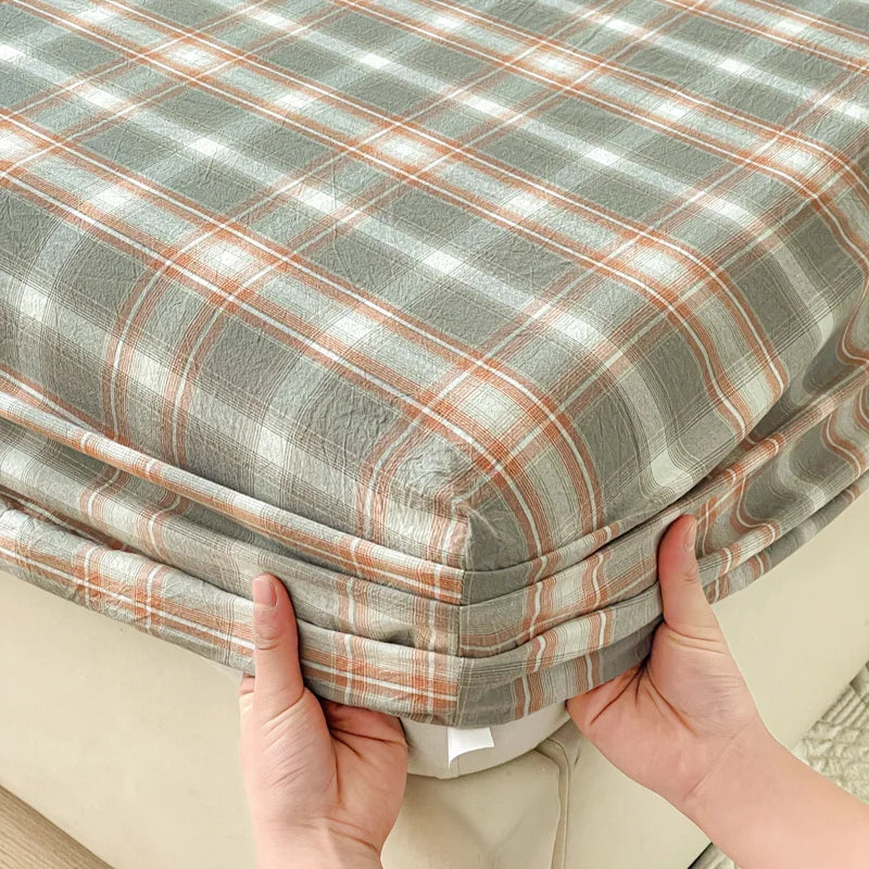 Pure Cotton Fitted Sheet Adults Kids Room Bedsheets Single/Twin/Queen/King Size Bed Cover Soft Mattress Protector