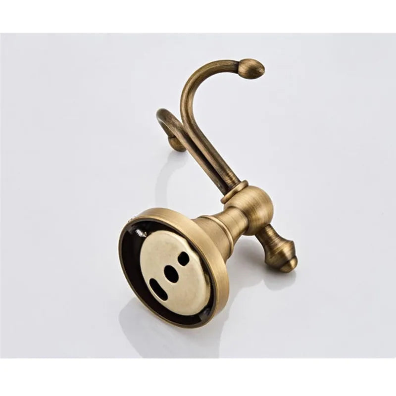 Solid Brass Double Hooks Towel Rack, Antique Bath Robe Hook, Vintage Bathroom Door Clothes Hanger for Bathroom Kitchen