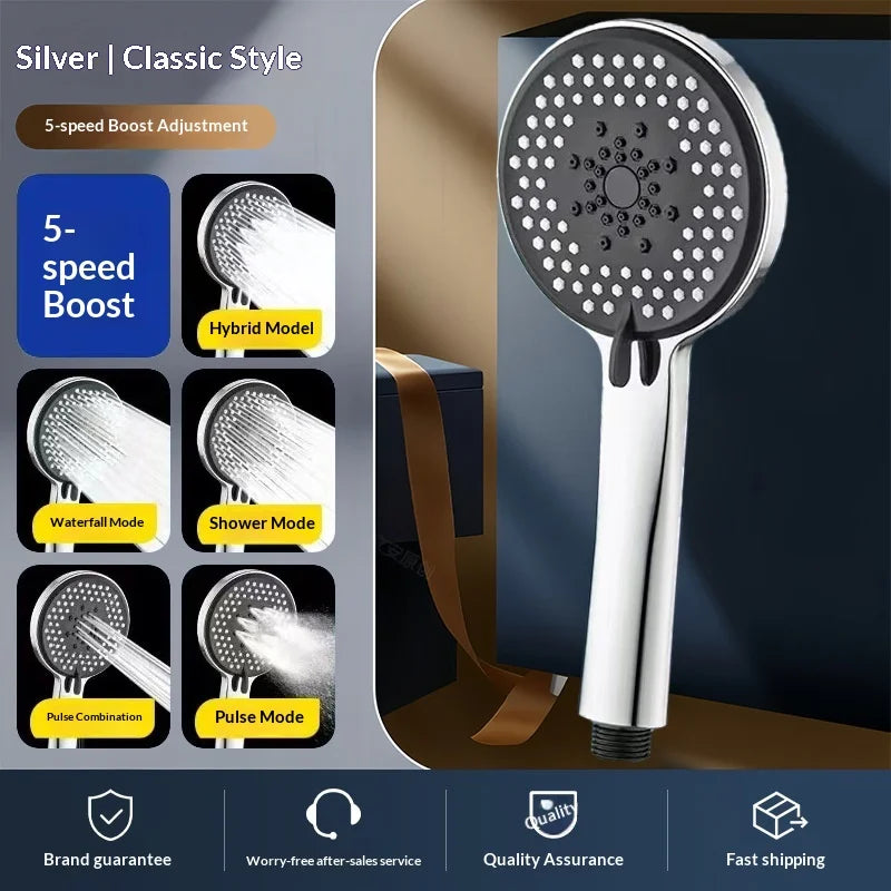 High Pressure Shower Head ABS Handheld Shower Sprayer Black Silver Multifunctional Bathroom Bath Shower Head