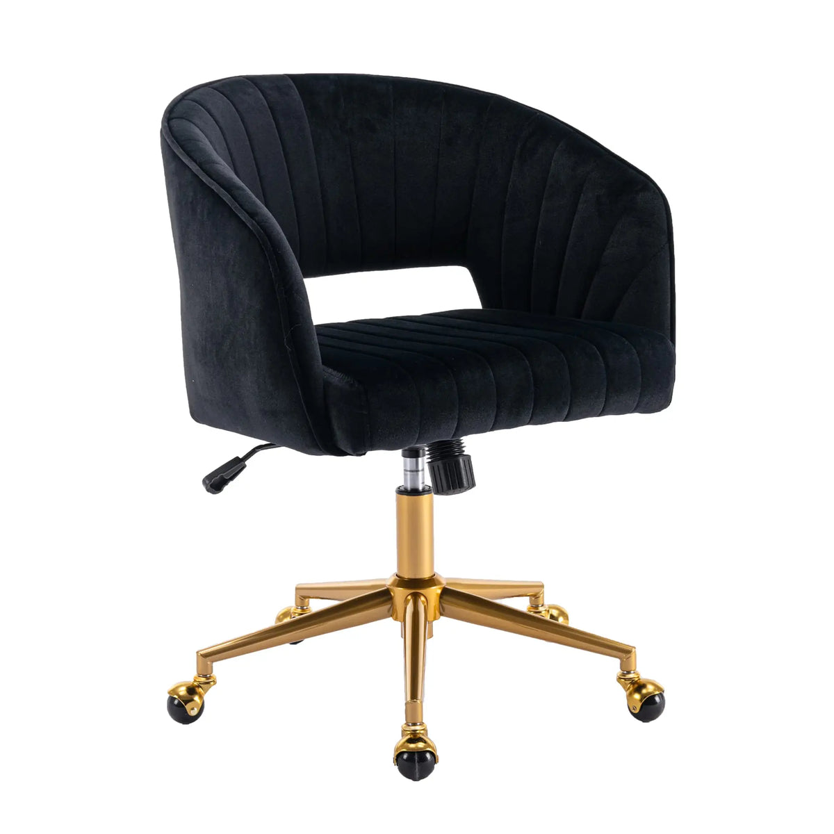 Home Office Swivel Velvet Desk Chair Modern Tufted Accent Armchair with Gold Base Ergonomic Computer Task Stool for Living Room