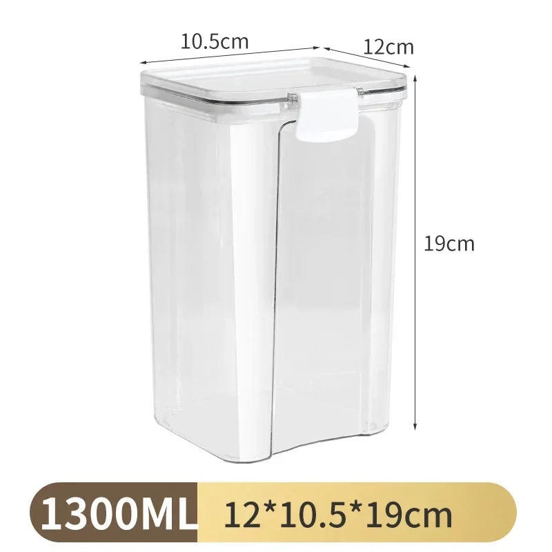 Large Capacity Sealed Jars Transparent Waterproof Kitchen Storage for Candy Dried Grains with Lid Fridge Airtight Storage Tank