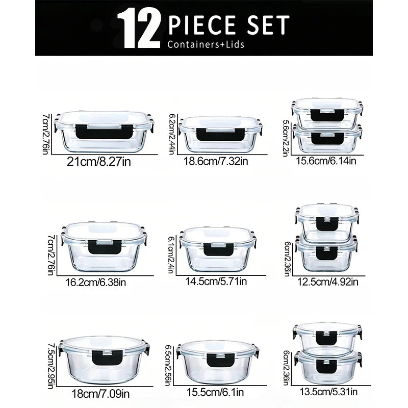 8 Pack Multi-capacity Glass Storage Organizer with Snap Lock Lids, Glass Food Containers Complete with Marker and Label Stickers, Stackable Vessels for Household Dry Food Arrangement, School Lunch Prep and Outdoor Picnic Orga
