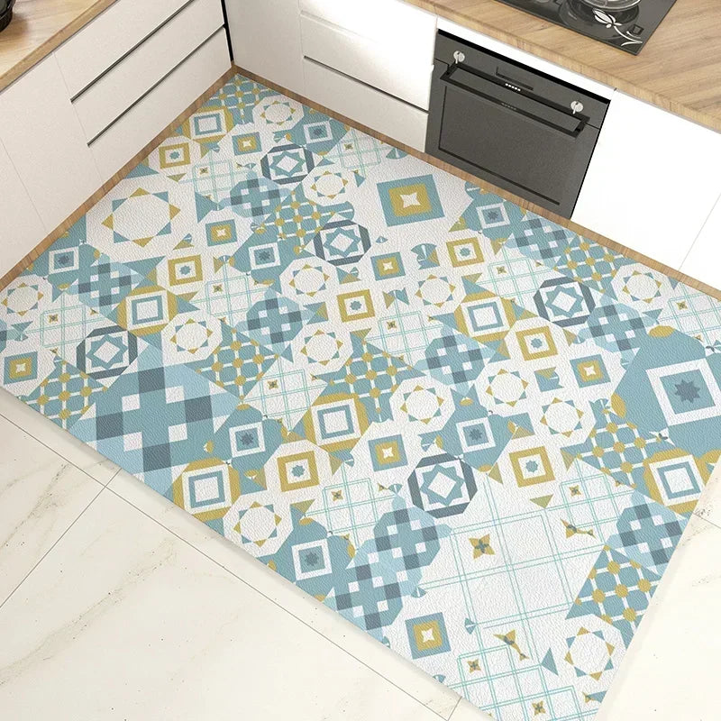 Pvc Kitchen Carpet Waterproof Floor Mat Leather Non-slip Floor Mats Large Area Rug Home Decoration