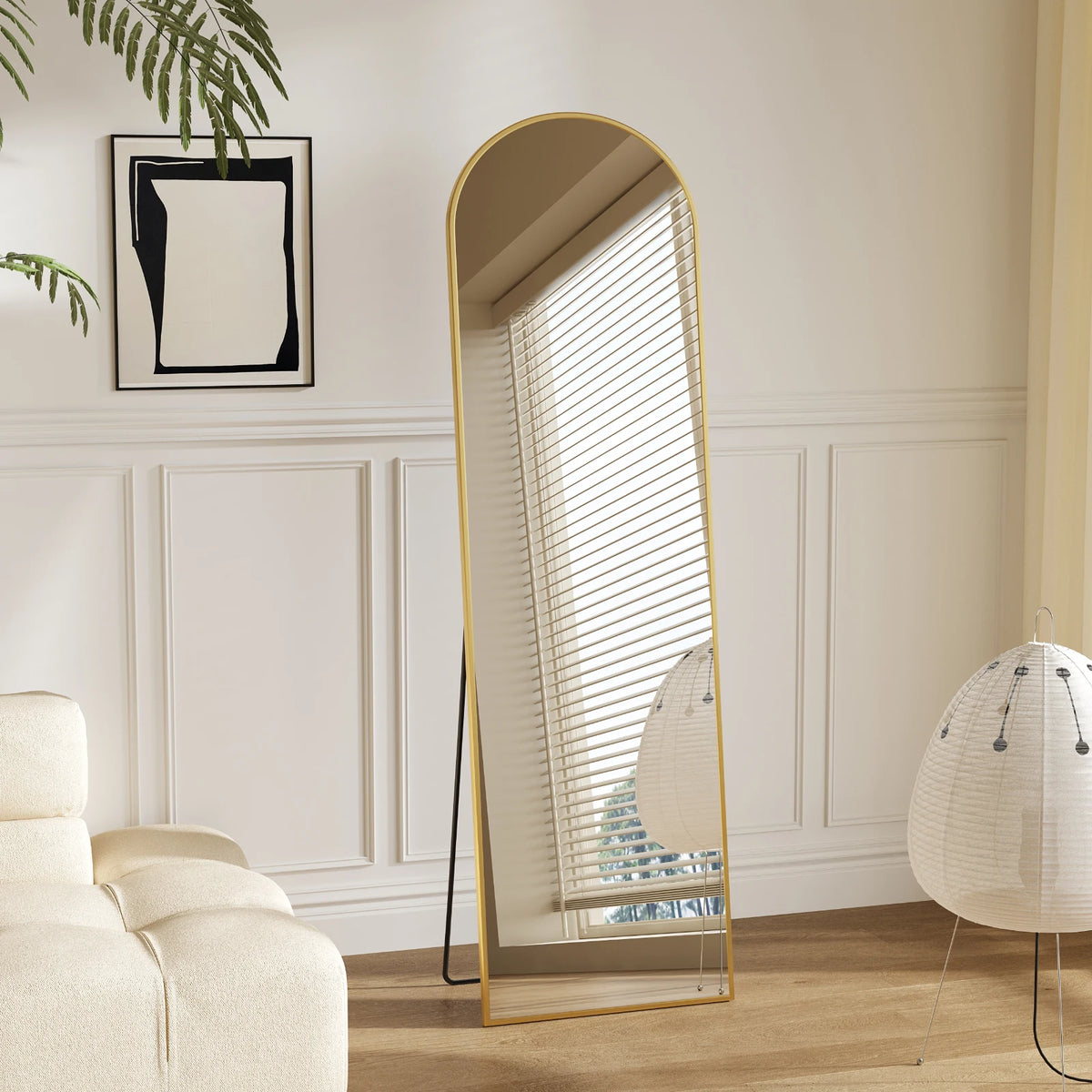 JHK Full Length Mirror with Stand 56"x15" Floor Mirror with Aluminum Alloy Frame Body Wall-Mounted Mirrors For Bedroom Bathroom