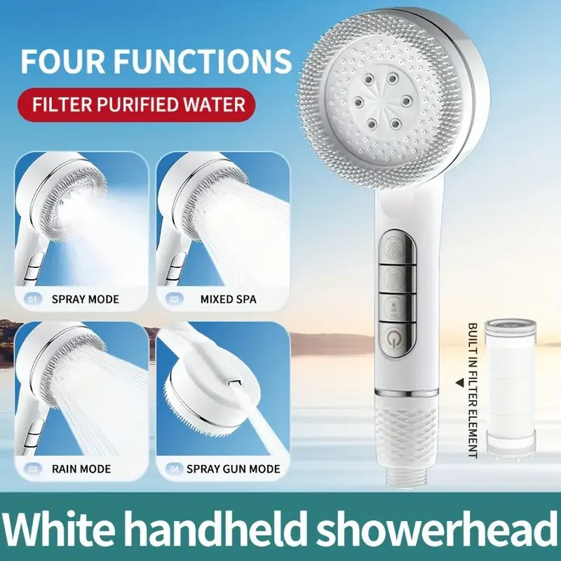 Four-speed Adjustment Shower Booster Shower Head Bathroom Household Water Heater Bath Handheld Shower Head Bracket Set