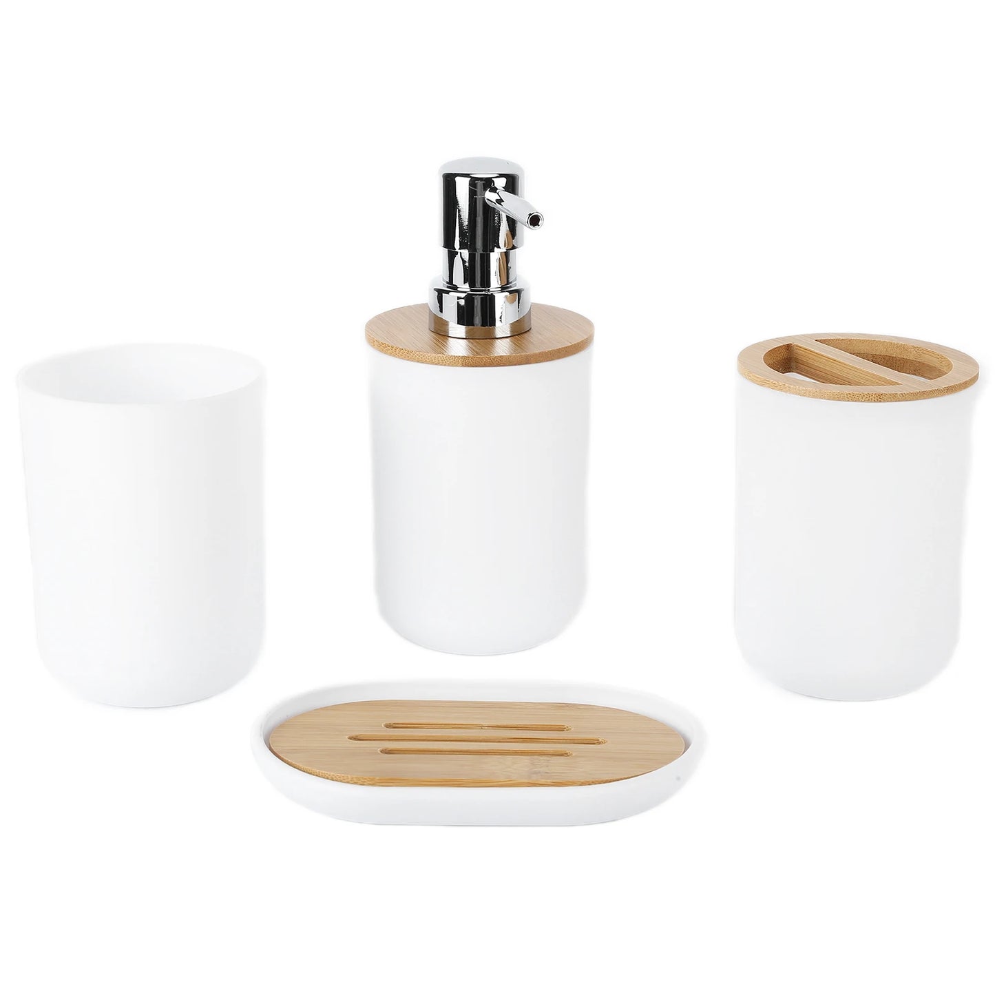 4Pcs Bathroom Accessory Set Bamboo Waterproof  Gift Toothbrush Cup Soap Box for Home Hotel