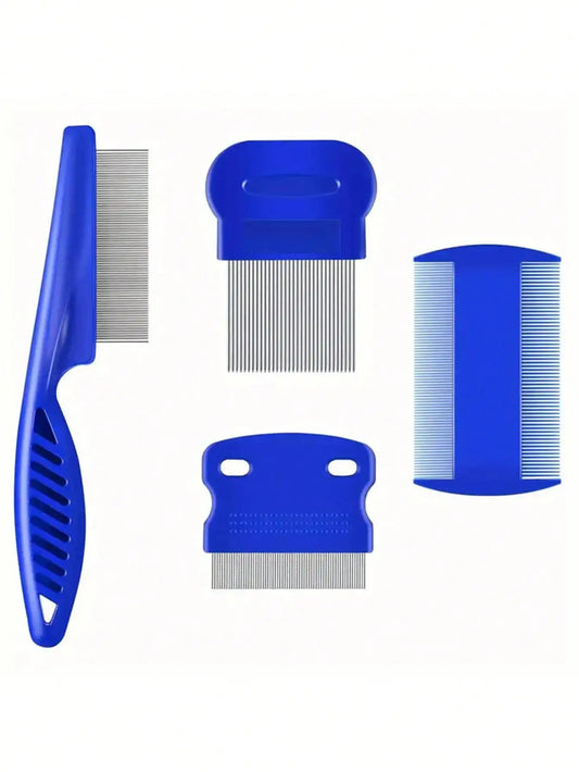 4pcs Lice Comb Set, Stainless Steel Comb, Fine Tooth Comb, Hairdressing Comb, Head Makeup Comb