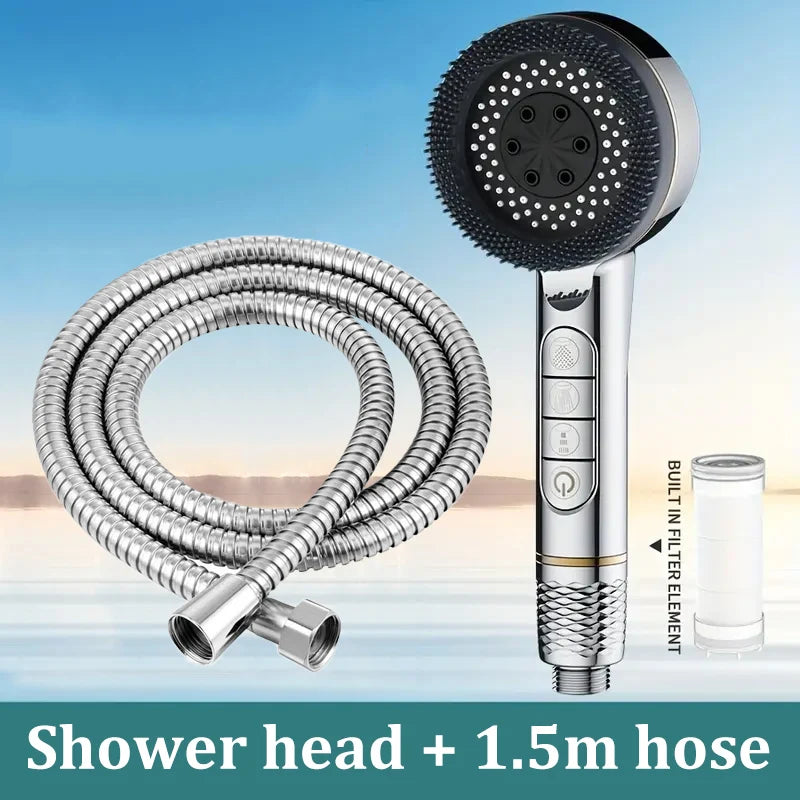 Four-speed Adjustment Shower Booster Shower Head Bathroom Household Water Heater Bath Handheld Shower Head Bracket Set
