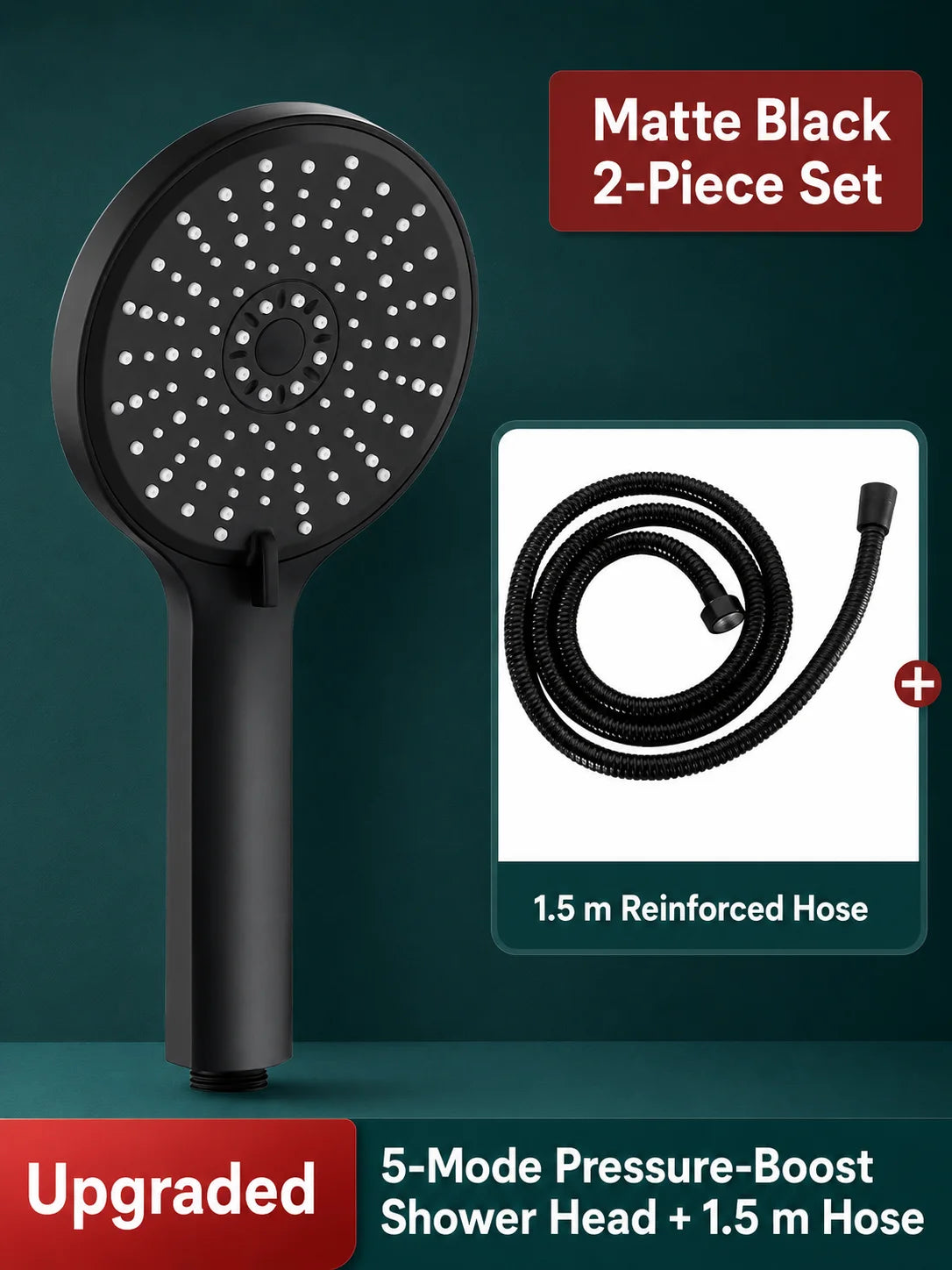 Universal High Pressure Shower Head Handheld Water Saving Booster Showerhead with Silicone Nozzles for Bathroom Accessories