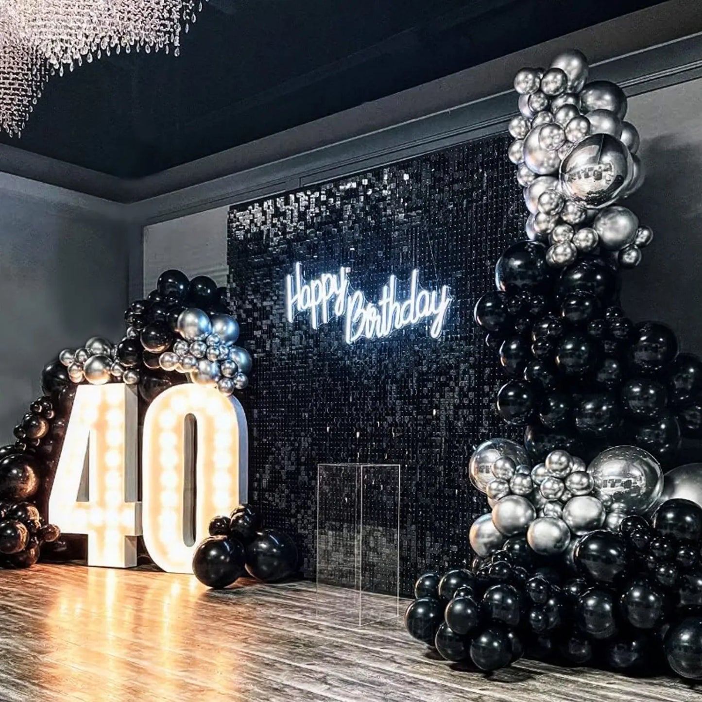 black Shimmer Wall Backdrop Square Sequin Glitter Backdrop Panel,Perfect for ,  Birthday party Halloween and graduation season