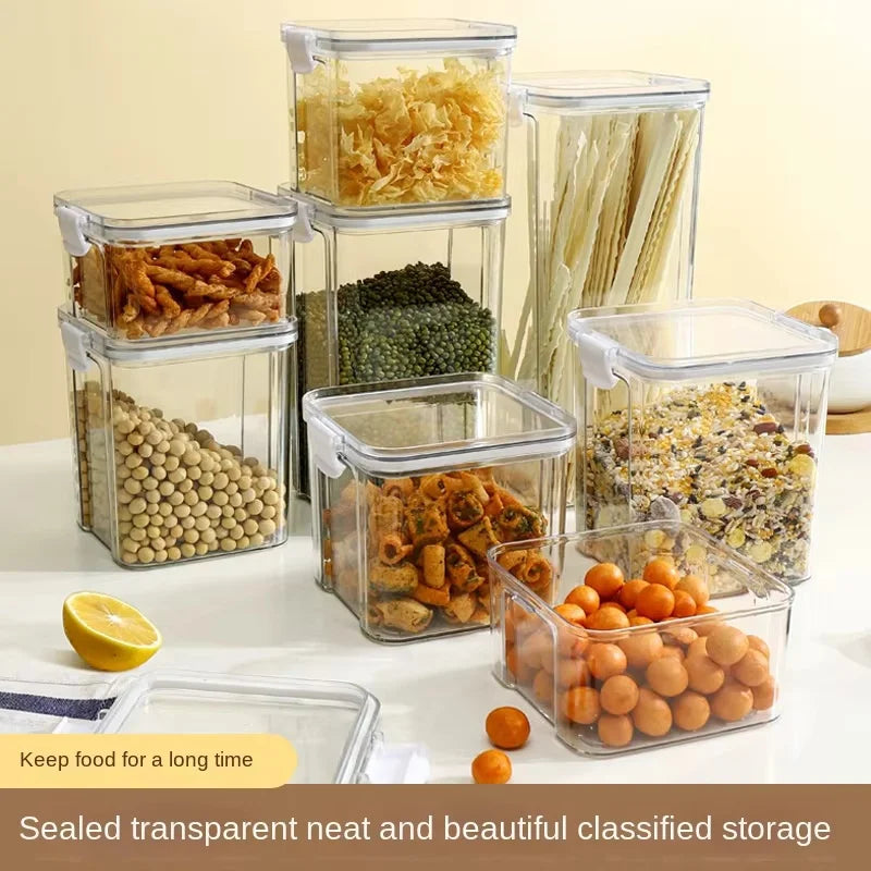 Large Capacity Sealed Jars Transparent Waterproof Kitchen Storage for Candy Dried Grains with Lid Fridge Airtight Storage Tank