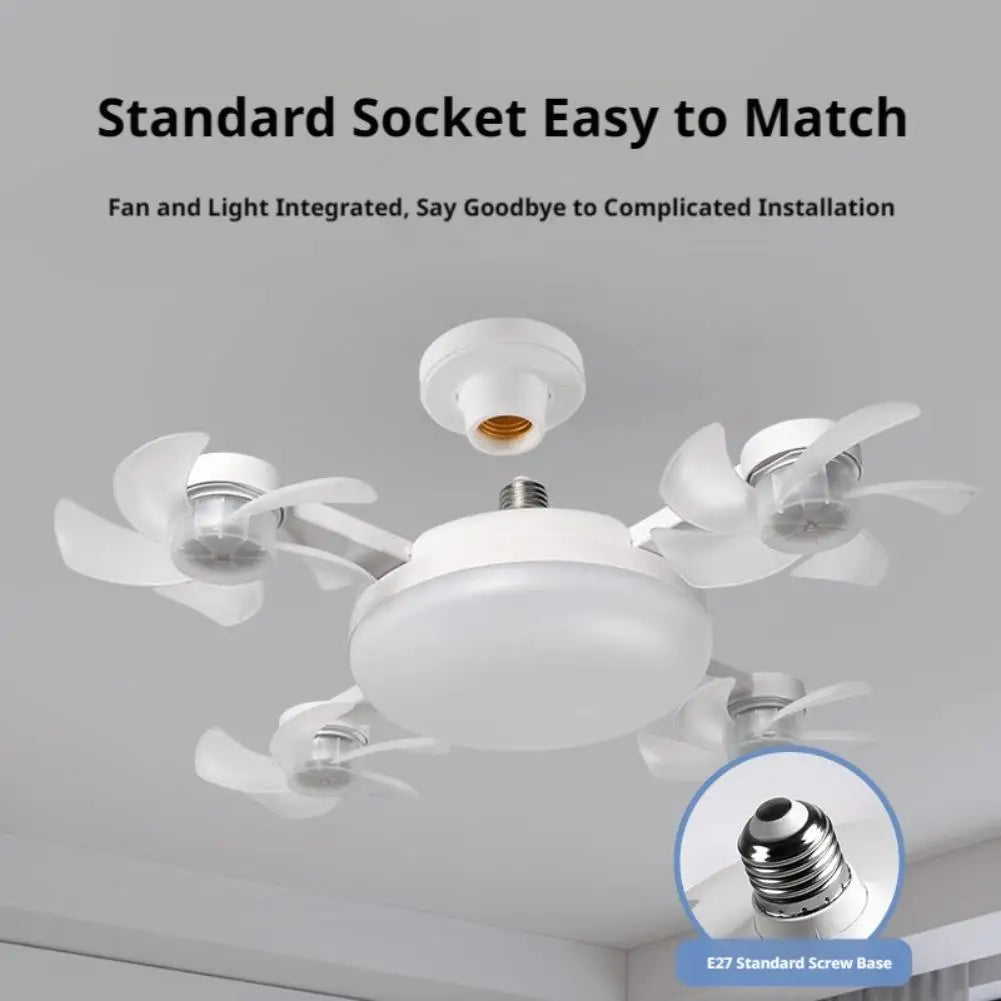 LED Drone Style Ceiling Fan Light E27 Base Silent Brushless Motor Remote Control Three Speed Dimming forBedroom Dining Room Home