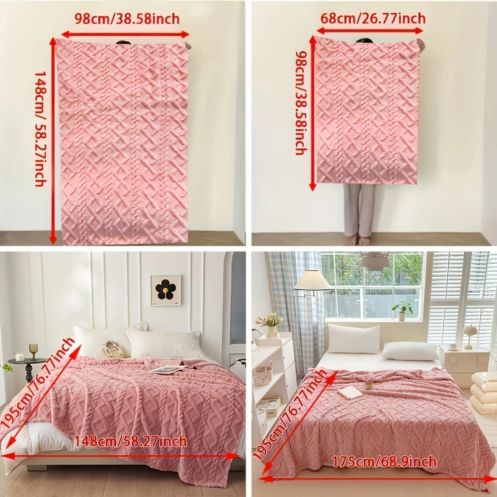Luxury Plush Fleece Blanket, Ultra Soft Warm Light Beige Throw for Bed & Couch, Cozy French Style Bedding, Machine Washable