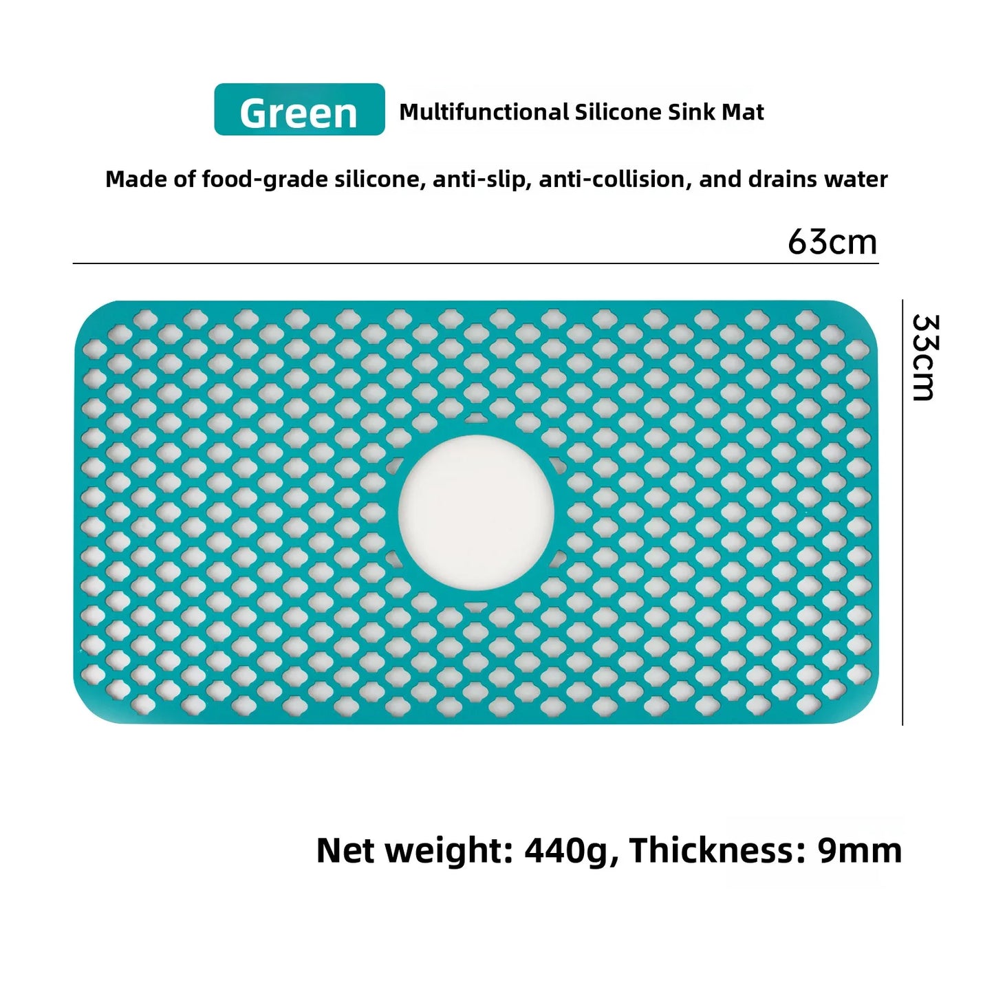 Kitchen Sink Silicone Mat Anti-Scratch Honeycomb Pad Dishwashing Basin Hollow Bottom Draining Pad Non-Slip Sink Mat