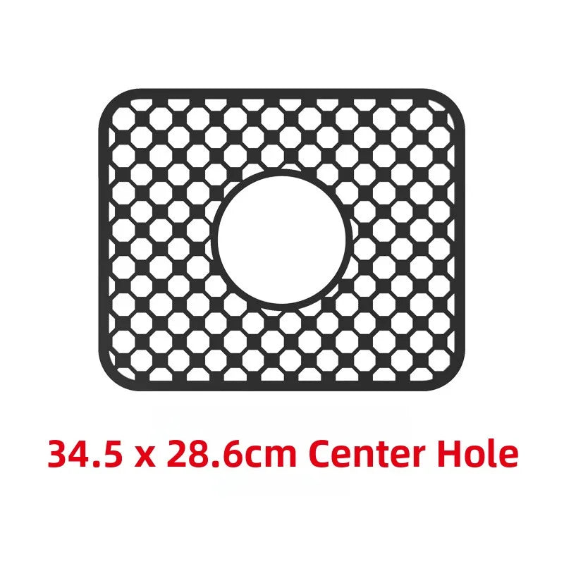 Kitchen Sink Silicone Mat Anti-Scratch Honeycomb Pad Dishwashing Basin Hollow Bottom Draining Pad Non-Slip Sink Mat