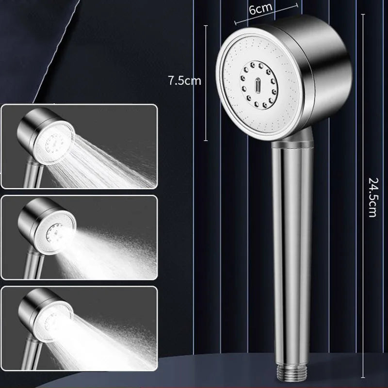 304 Stainless Steel Filter Pressure-Boosting Adjustable Handheld Showerhead Household Bathroom Shower Set Three-Speed Showerhead