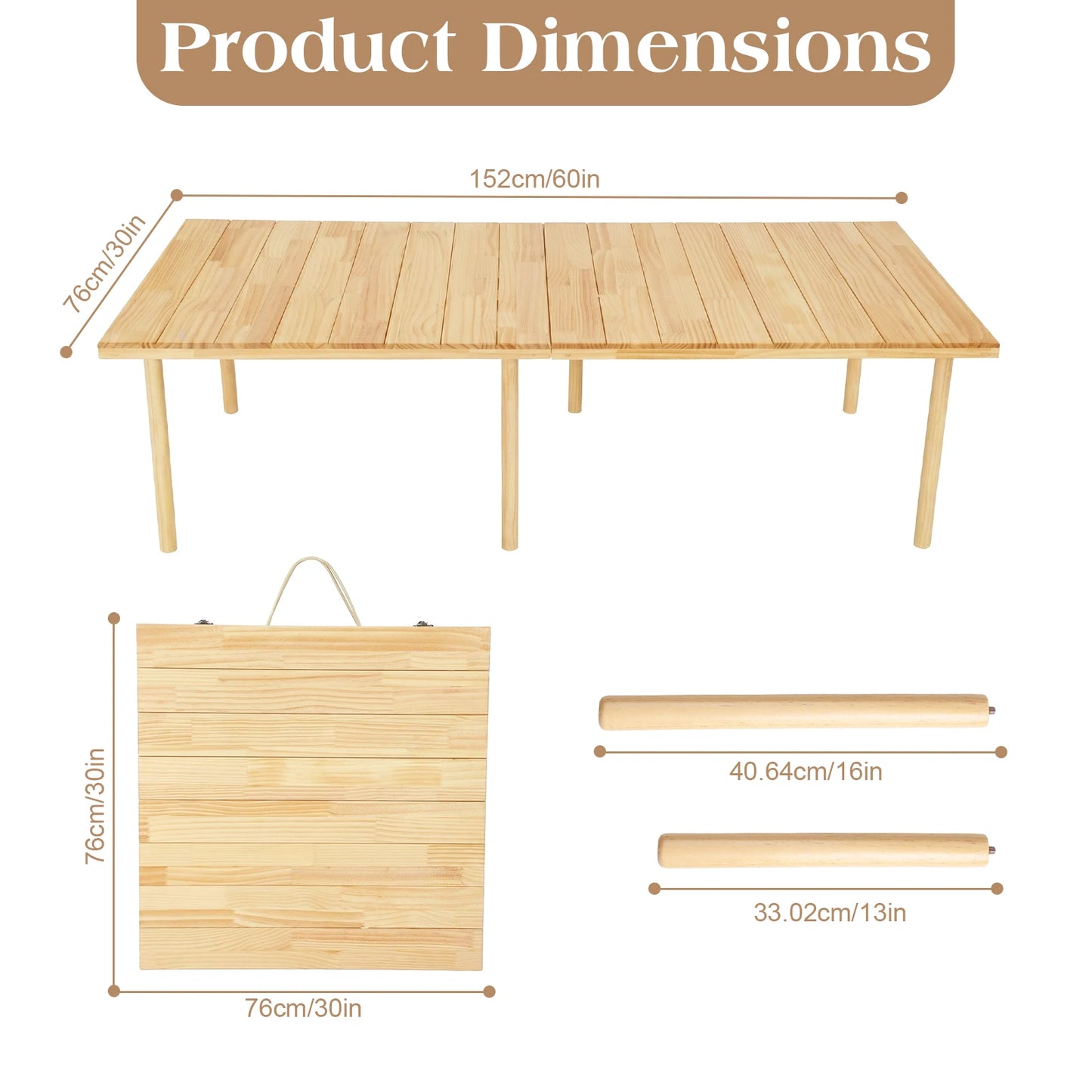 Foldable Camping Table 60 Lx30 W Inch Portable Boho Low Picnic Table with Runner for Outdoor Beach Backyards BBQ and Party