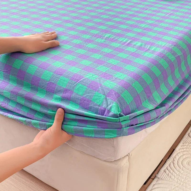 Pure Cotton Fitted Sheet Adults Kids Room Bedsheets Single/Twin/Queen/King Size Bed Cover Soft Mattress Protector