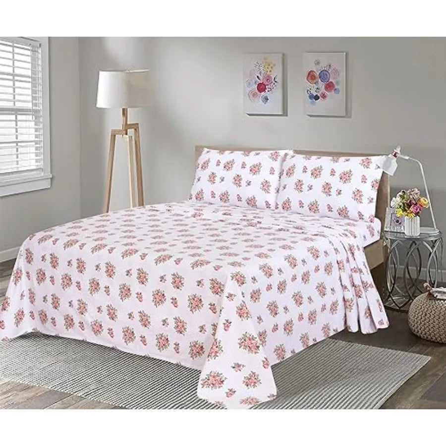 Flannel Sheets Size - 100% Cotton Double Brushed Size Sheets Set - Deep Pockets 16 Inch Bed Sheets - All Seasons Breathable and